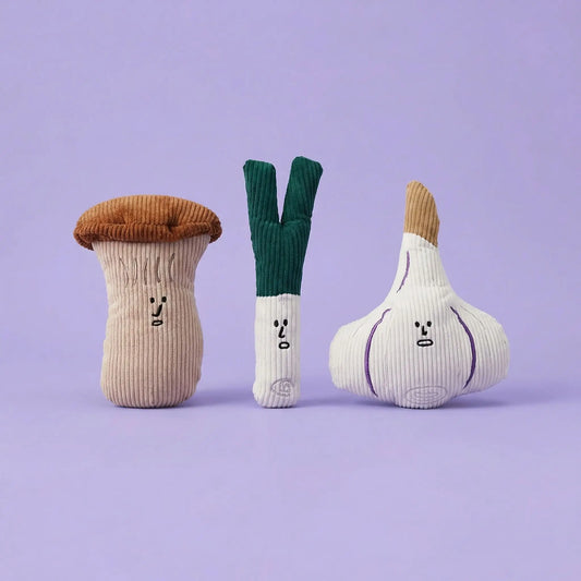 Peluche pour chien Champignon, poireau, ail | Ultra-résistante